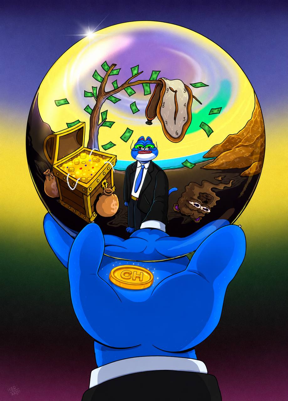 CHONK seeing wealth and warped time inside a crystal ball