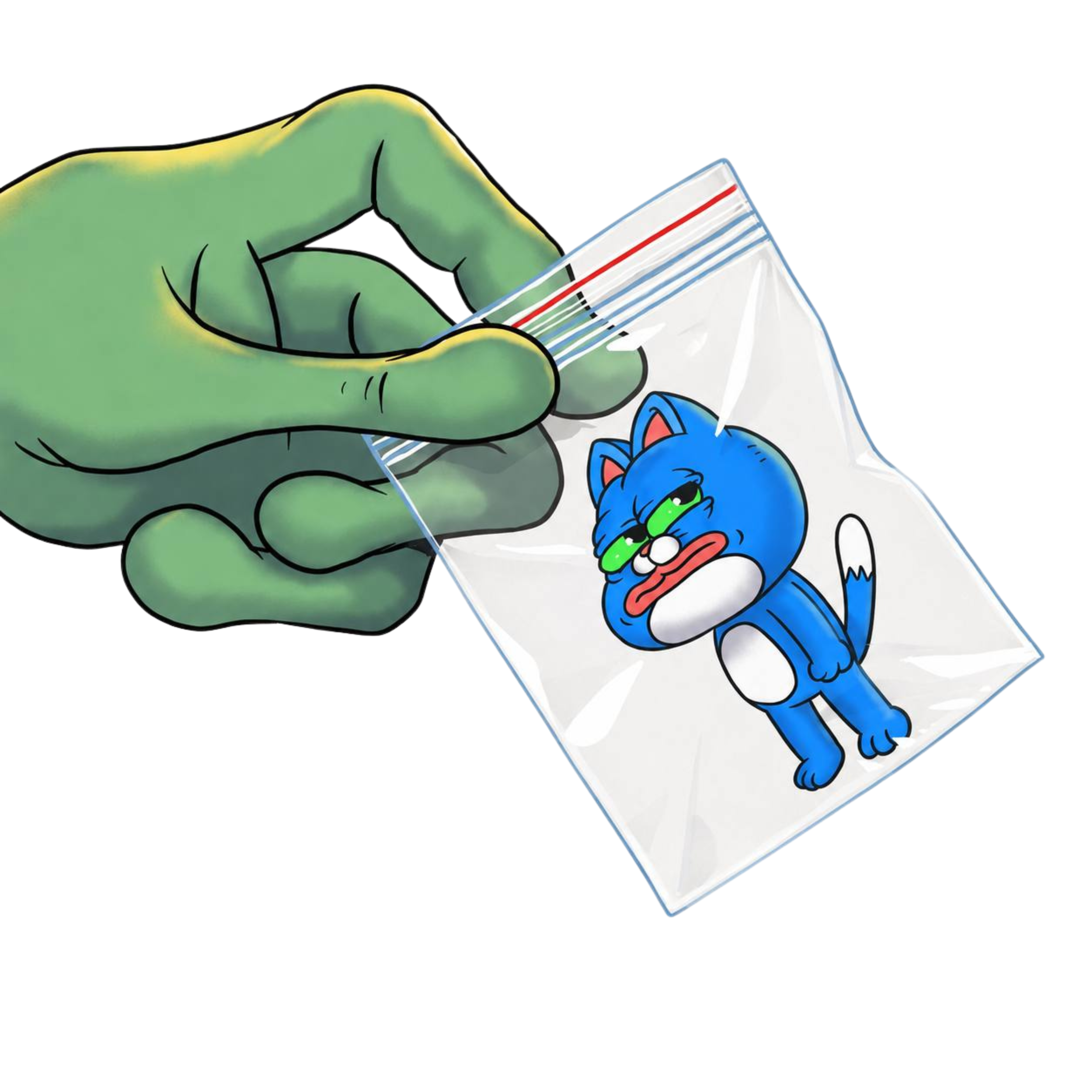 CHONK character inside a small bag